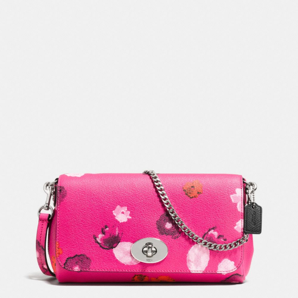 MINI RUBY CROSSBODY IN FLORAL PRINT CANVAS - f35553 -  SILVER/PINK MULTICOLOR