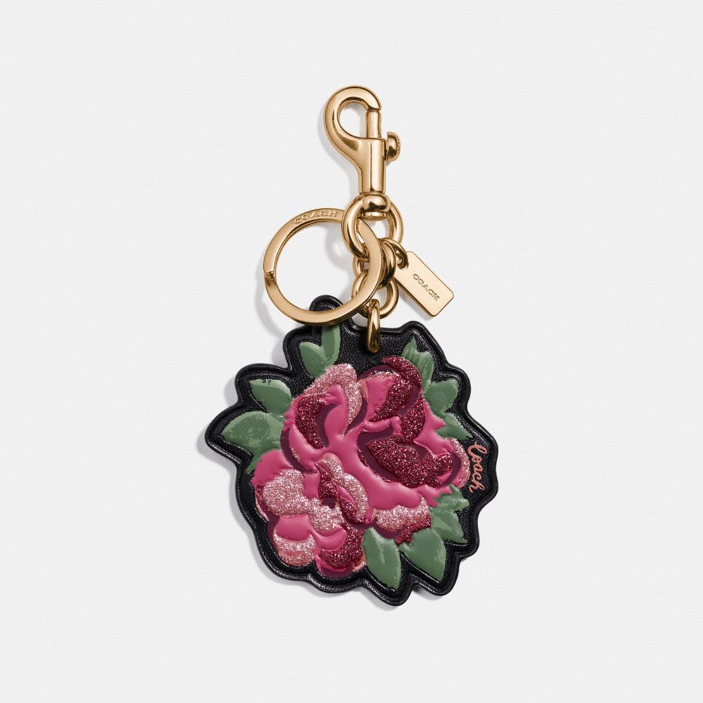 COACH NEON FLOWER BAG CHARM - BLACK/GOLD - F35598