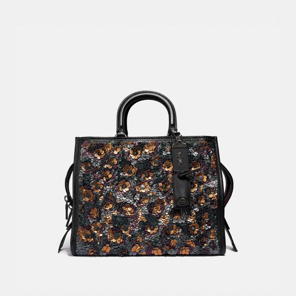 COACH F35613 ROGUE WITH LEATHER SEQUINS BLACK MULTI/BLACK COPPER