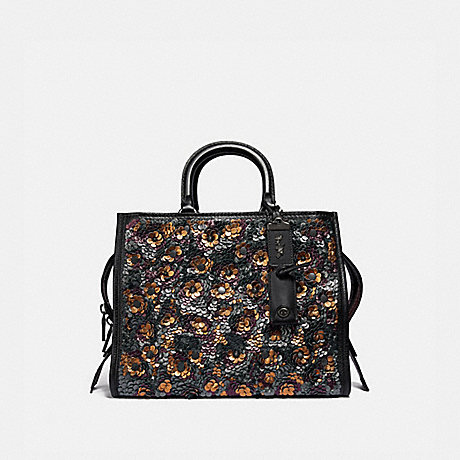 COACH F35613 ROGUE WITH LEATHER SEQUINS BLACK-MULTI/BLACK-COPPER