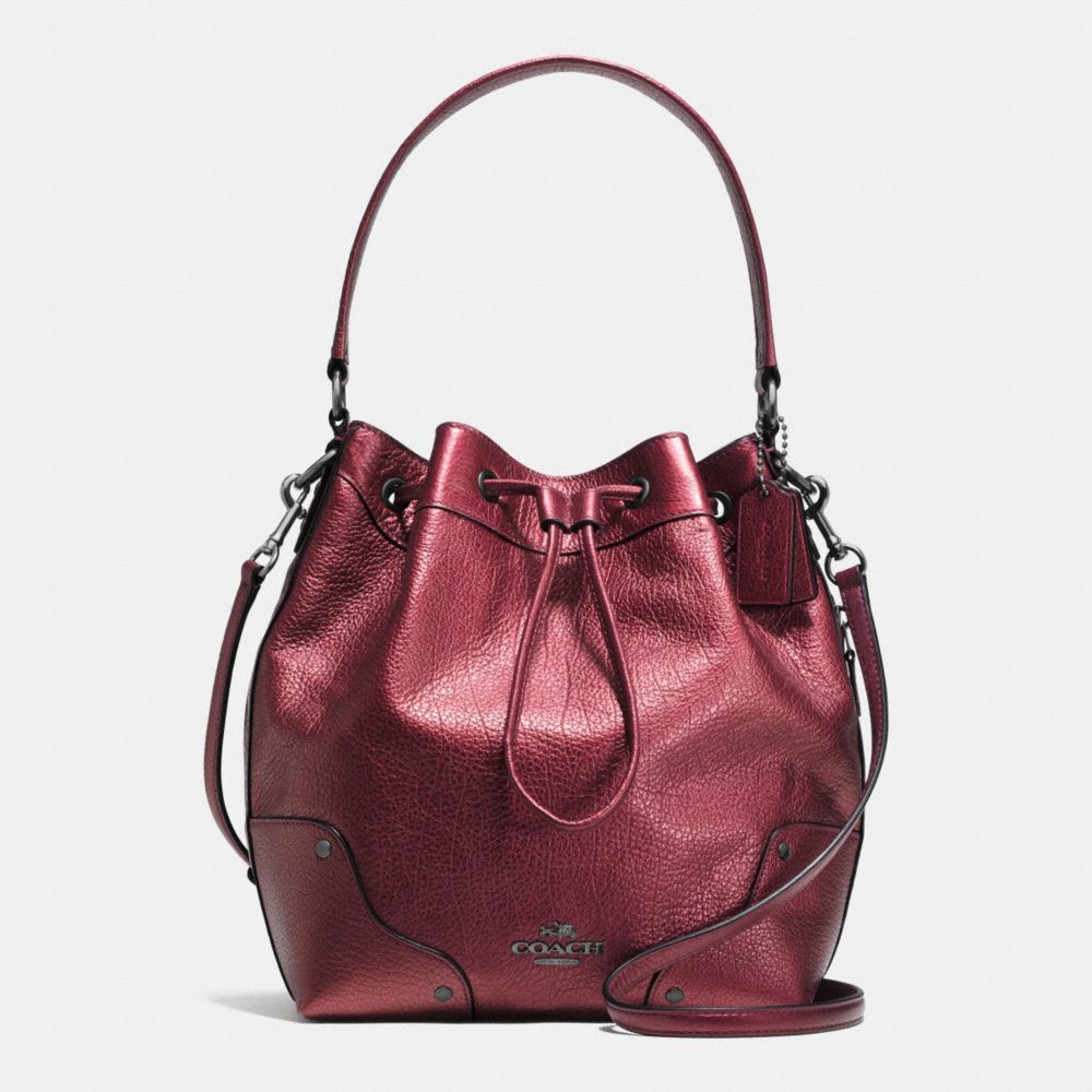 MICKIE DRAWSTRING SHOULDER BAG IN GRAIN LEATHER - f35684 - QBE42