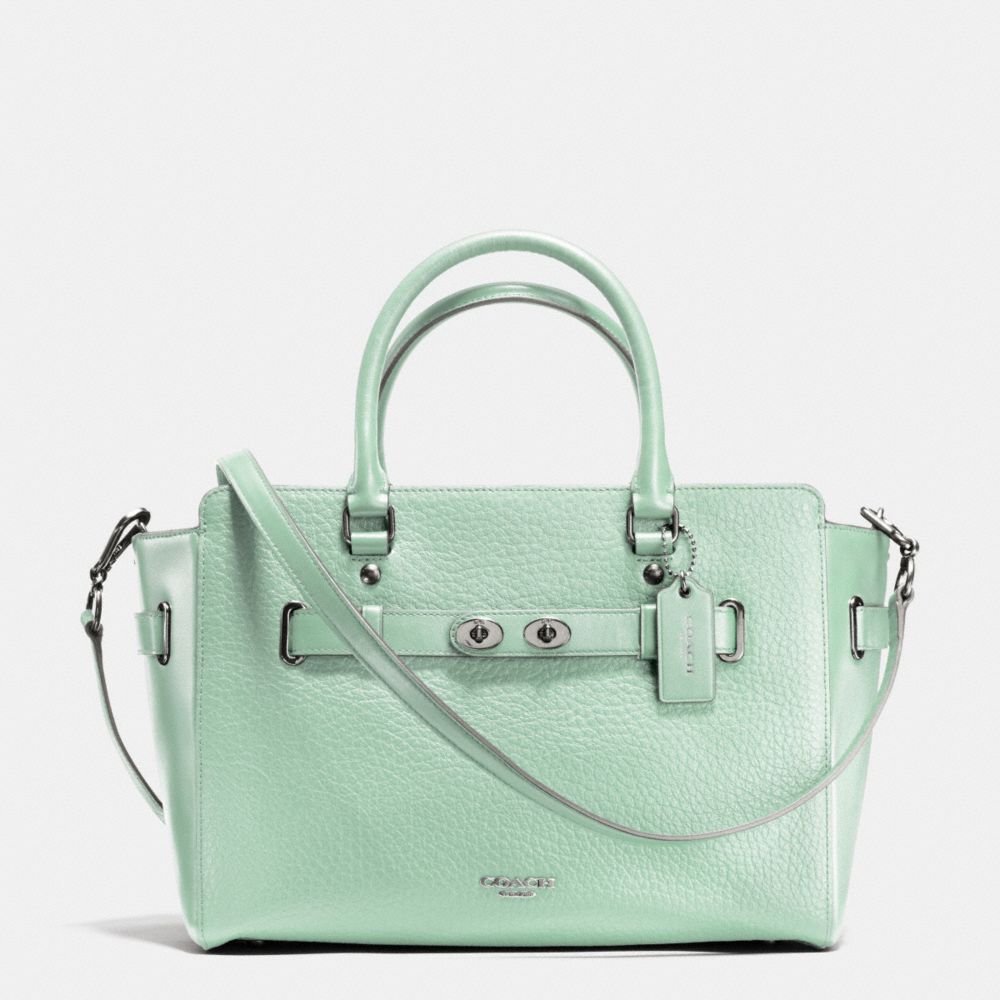 COACH F35689 - BLAKE CARRYALL IN BUBBLE LEATHER SILVER/SEAGLASS