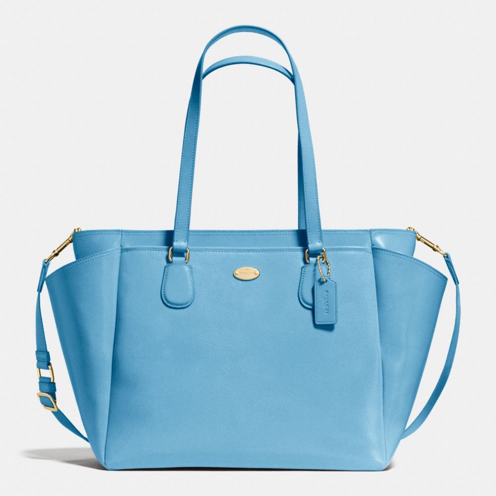 BABY BAG IN CROSSGRAIN LEATHER - f35702 - IMITATION GOLD/BLUEJAY