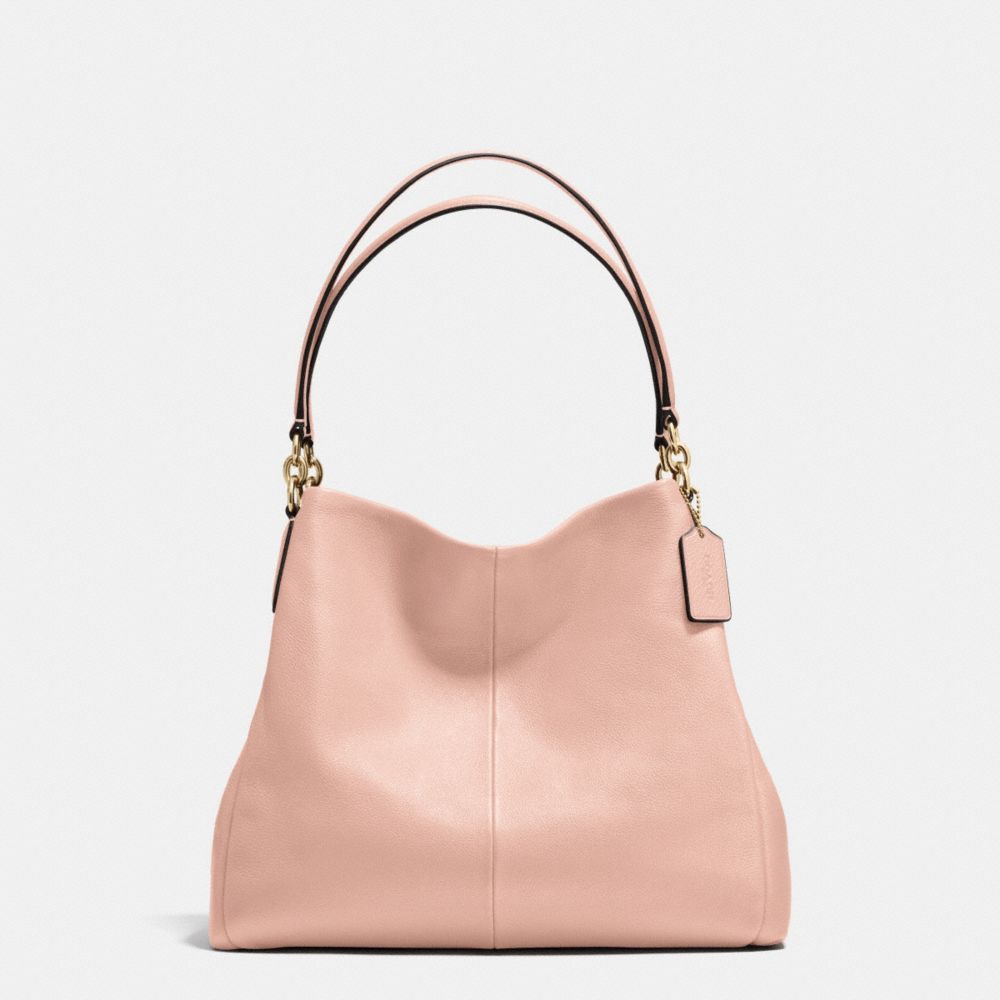 PHOEBE SHOULDER BAG IN PEBBLE LEATHER - f35723 - IMITATION GOLD/PEACH ROSE