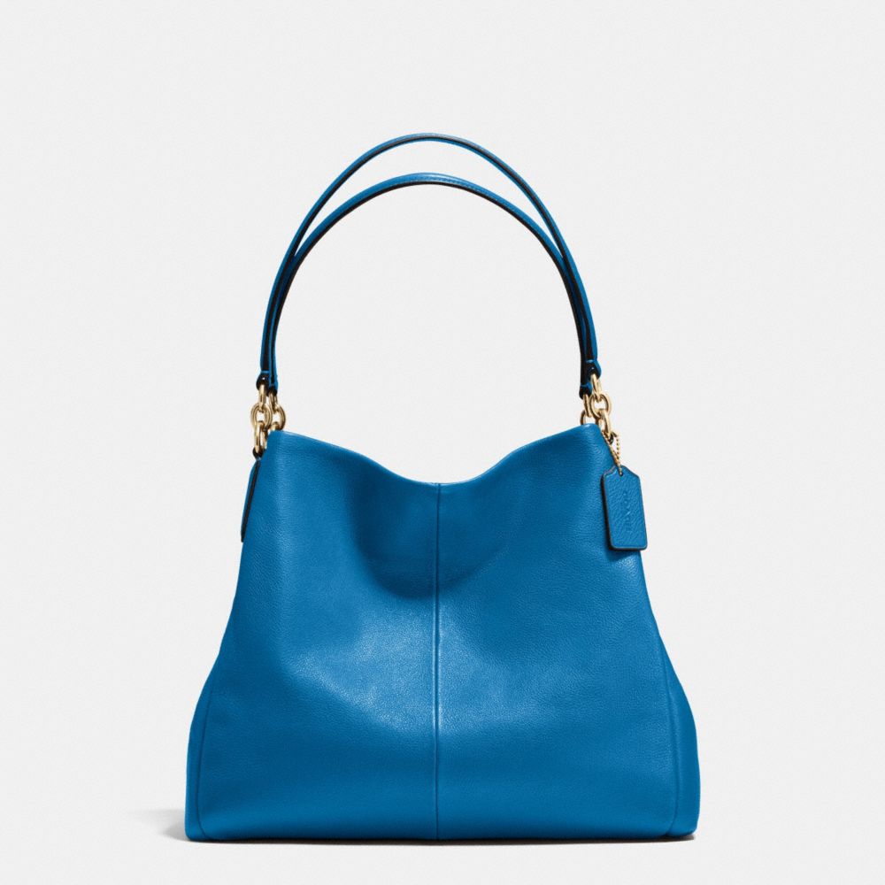 PHOEBE SHOULDER BAG IN PEBBLE LEATHER - f35723 - IMITATION GOLD/BRIGHT MINERAL