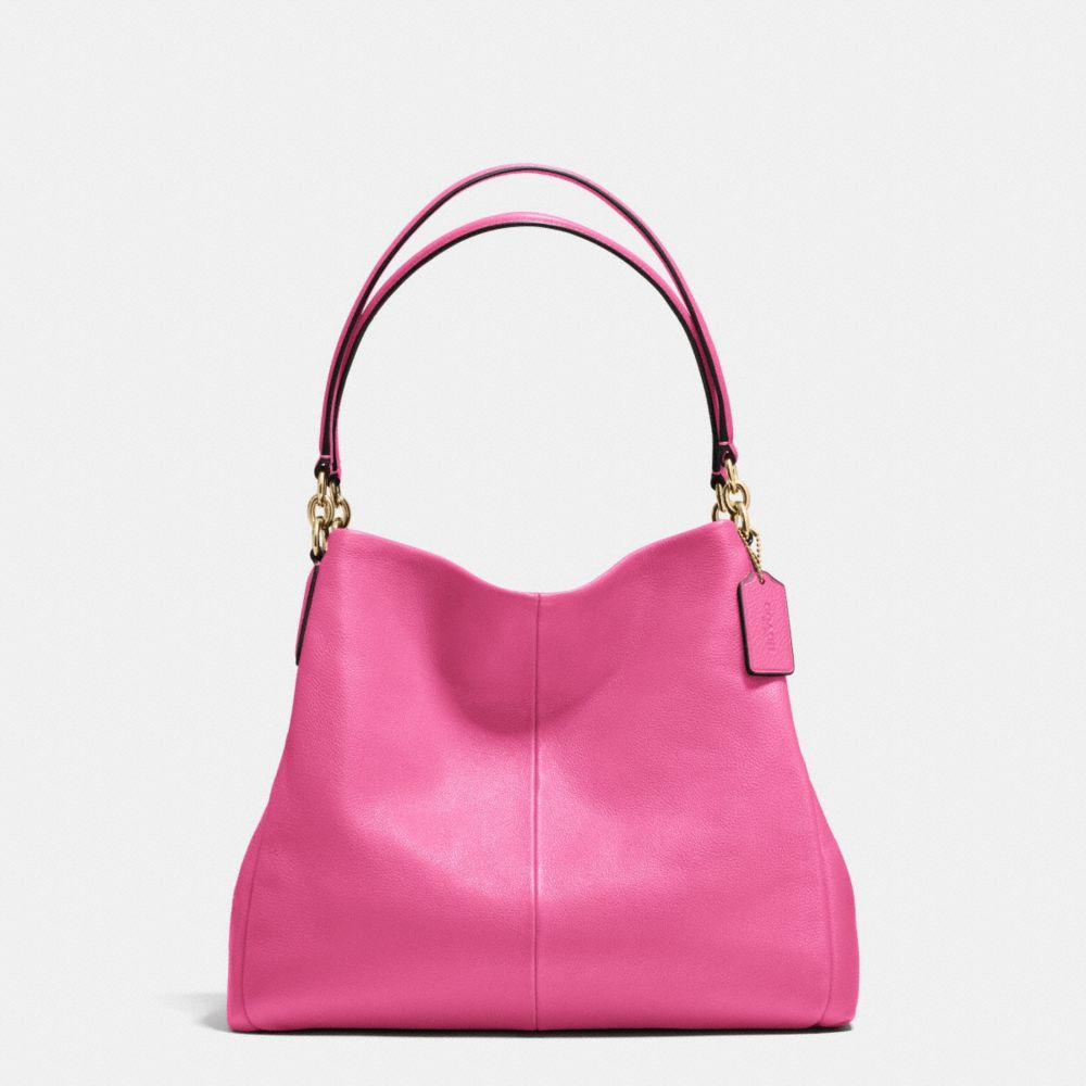 PHOEBE SHOULDER BAG IN PEBBLE LEATHER - f35723 - IMITATION GOLD/DAHLIA