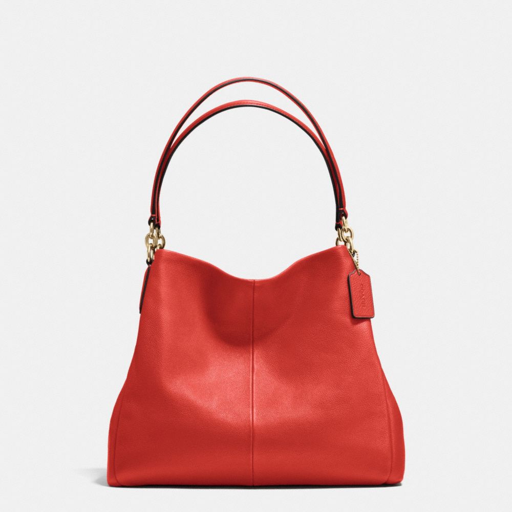 PHOEBE SHOULDER BAG IN PEBBLE LEATHER - f35723 - IMITATION GOLD/CARMINE