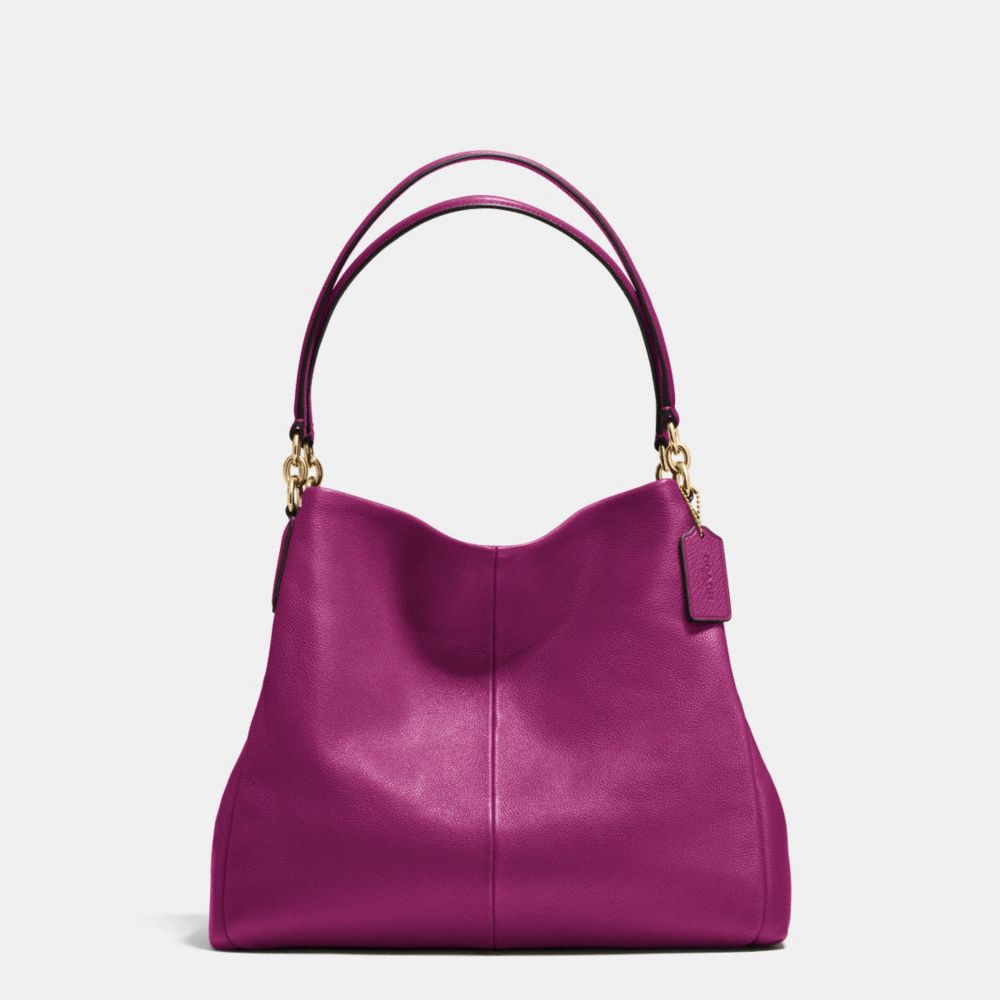 COACH F35723 Phoebe Shoulder Bag In Pebble Leather IMITATION GOLD/FUCHSIA