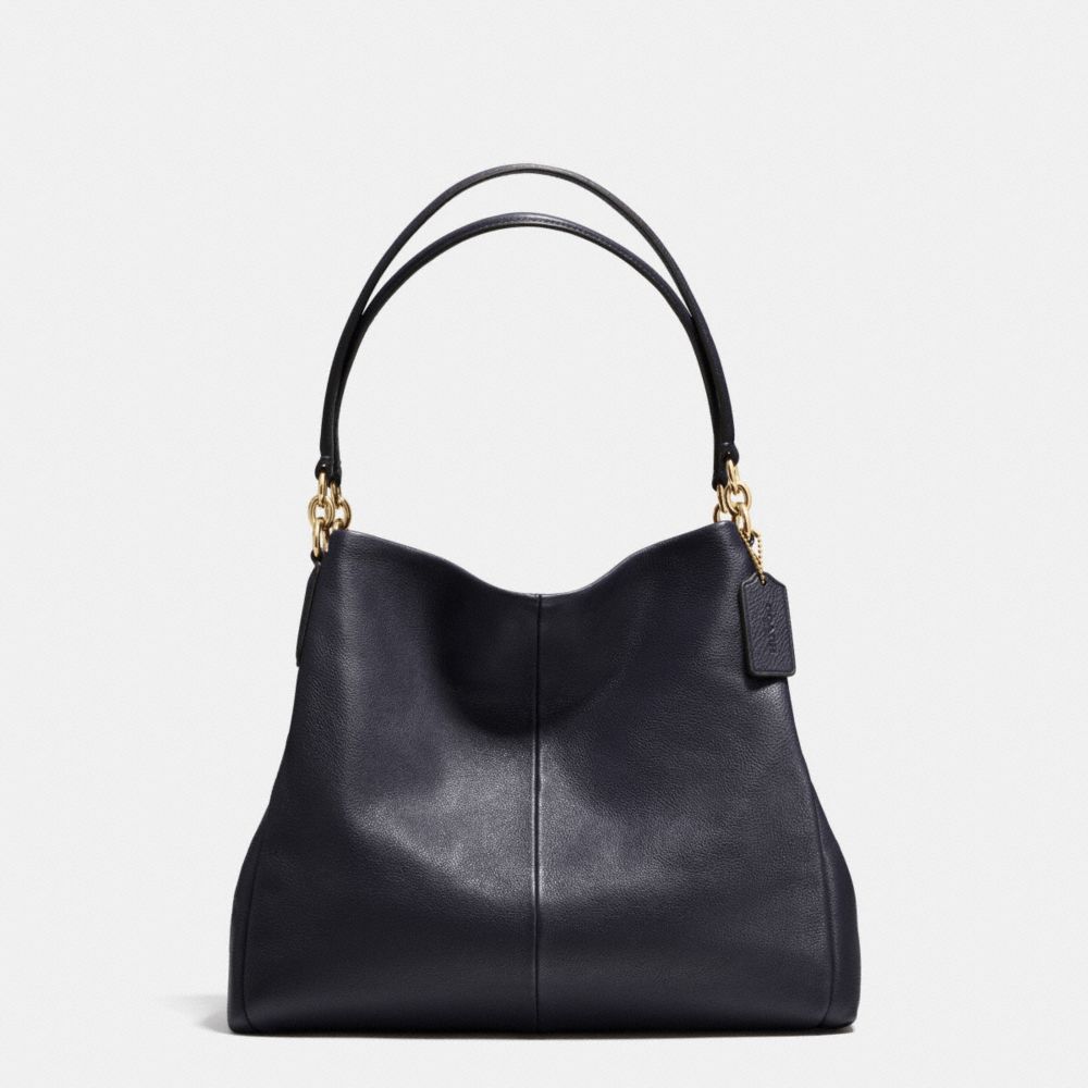 PHOEBE SHOULDER BAG IN PEBBLE LEATHER - f35723 - IMITATION GOLD/MIDNIGHT