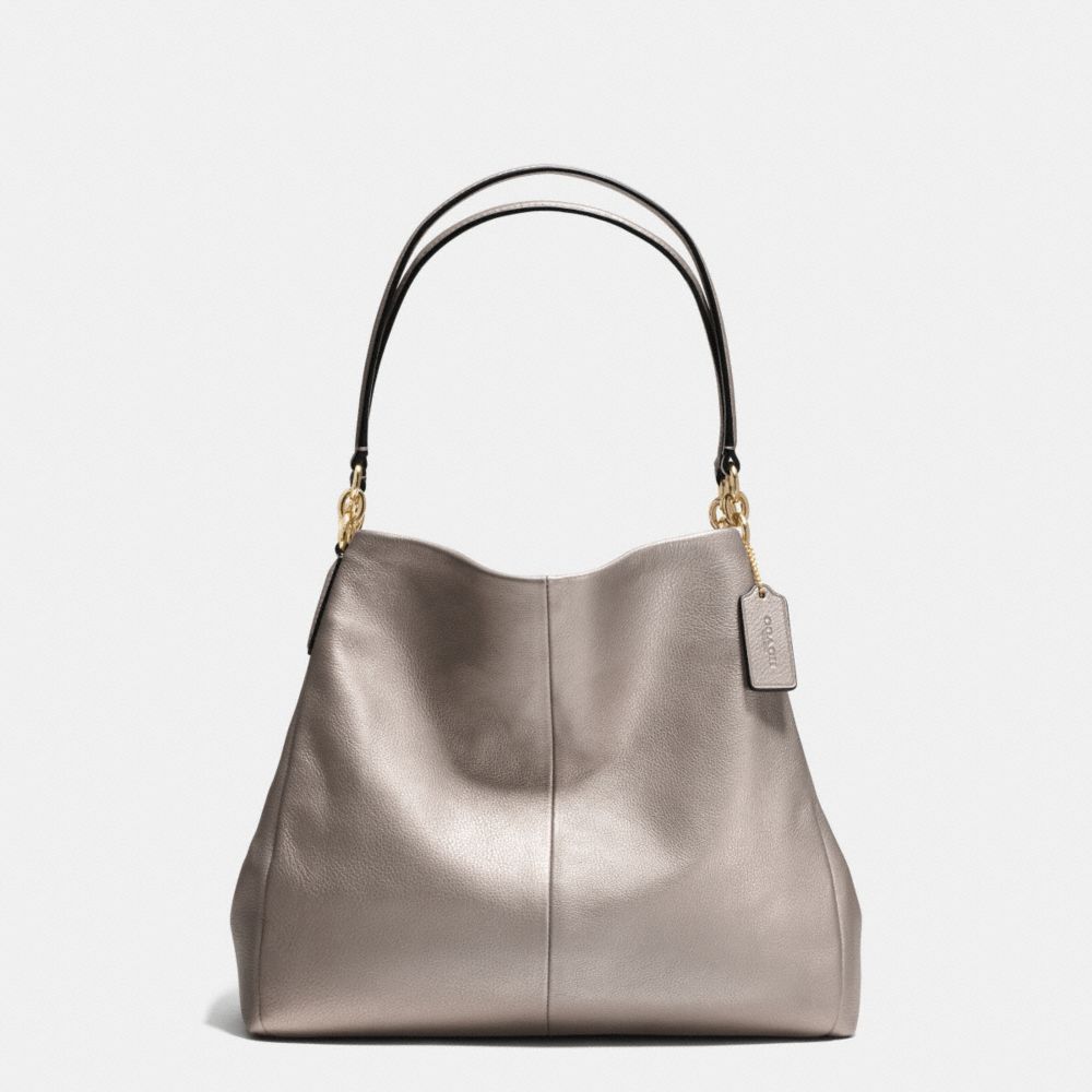 PHOEBE SHOULDER BAG IN PEBBLE LEATHER - f35723 - LIGHT GOLD/METALLIC