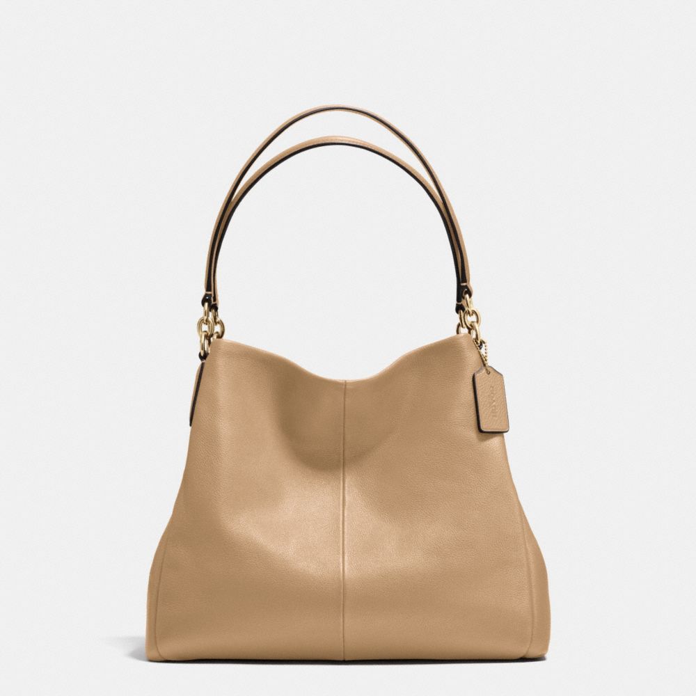 PHOEBE SHOULDER BAG IN PEBBLE LEATHER - f35723 - IMITATION GOLD/NUDE