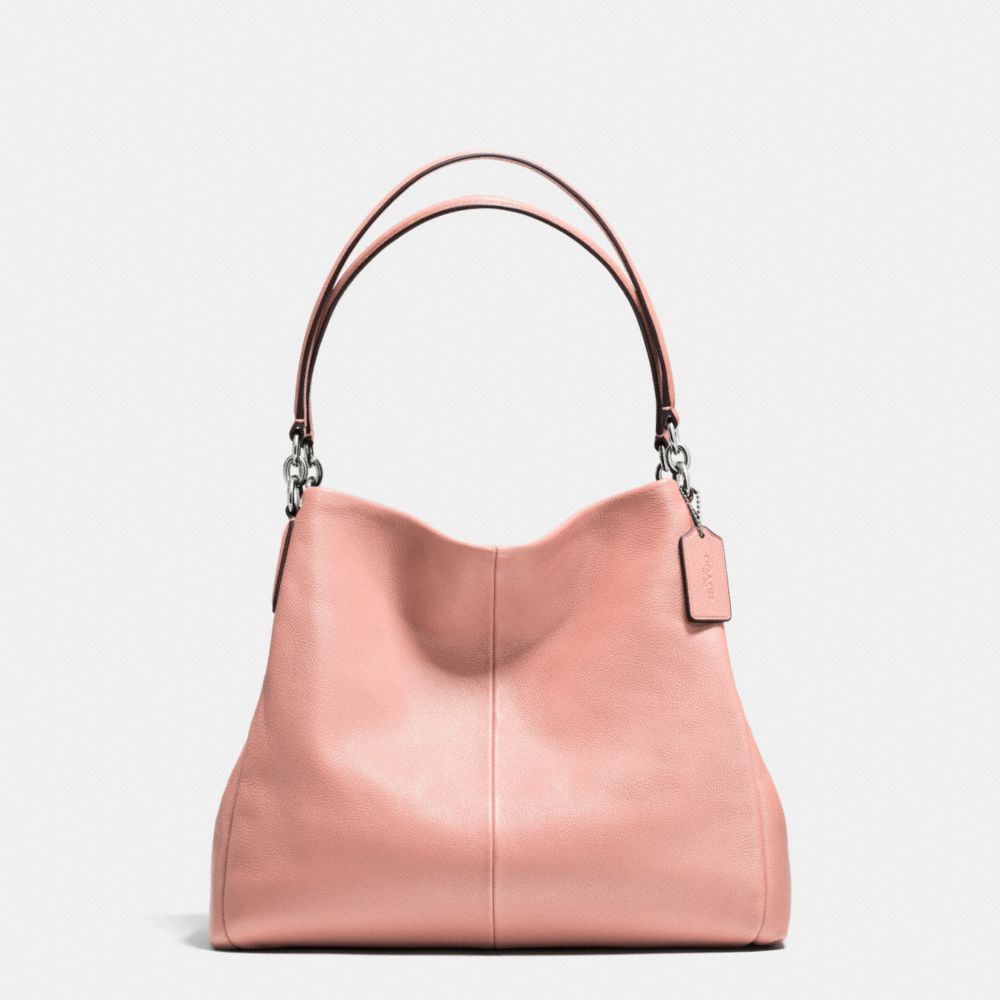 COACH F35723 Phoebe Shoulder Bag In Pebble Leather SILVER/BLUSH