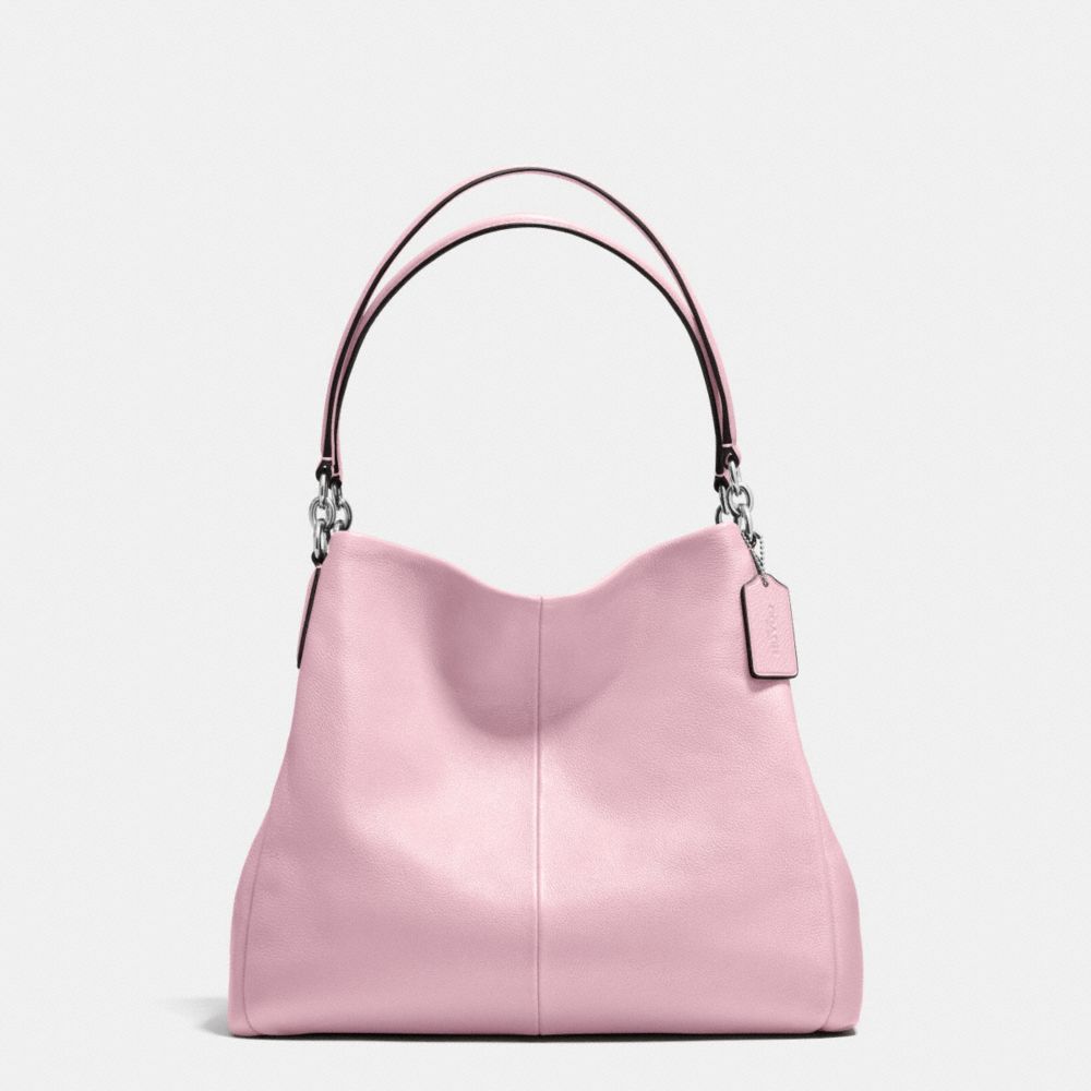 PHOEBE SHOULDER BAG IN PEBBLE LEATHER - f35723 - SILVER/PETAL