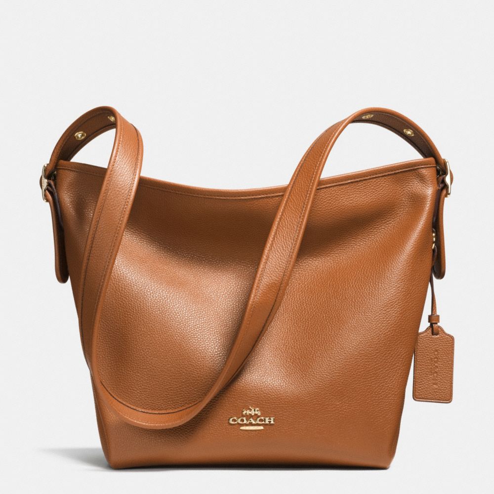 COACH F35775 Dufflette In Pebble Leather LIGHT GOLD/SADDLE