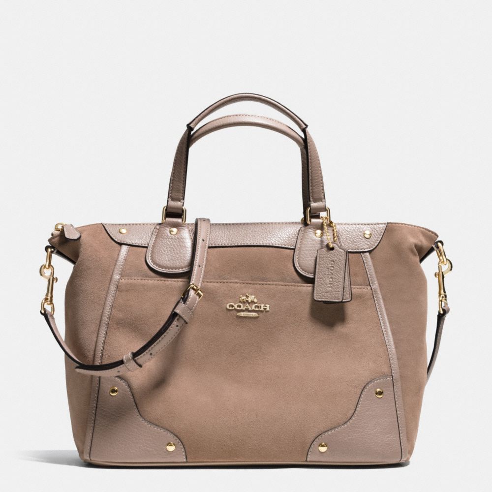 COACH MICKIE SATCHEL IN SUEDE - LIGHT GOLD/STONE - F35778