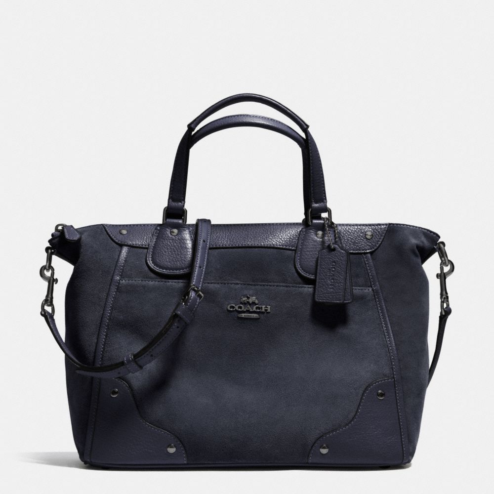 MICKIE SATCHEL IN SUEDE - ANTIQUE NICKEL/MIDNIGHT - COACH F35778