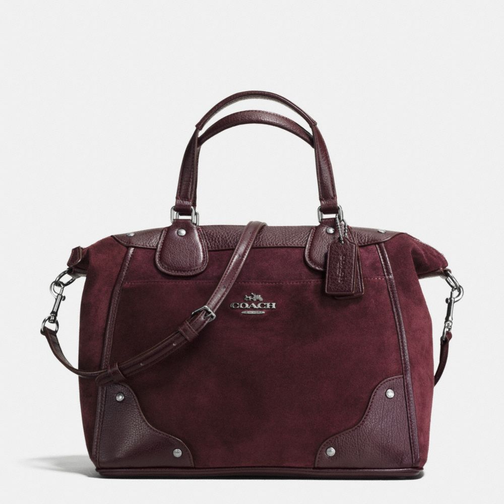 MICKIE SATCHEL IN SUEDE - ANTIQUE NICKEL/OXBLOOD - COACH F35778