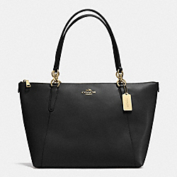 AVA TOTE IN CROSSGRAIN LEATHER - f35808 - LIGHT GOLD/BLACK