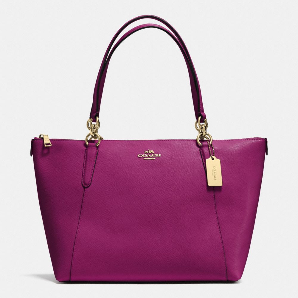 AVA TOTE IN CROSSGRAIN LEATHER - f35808 - IMITATION GOLD/FUCHSIA