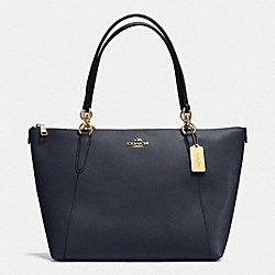 AVA TOTE IN CROSSGRAIN LEATHER - f35808 - LIGHT GOLD/MIDNIGHT