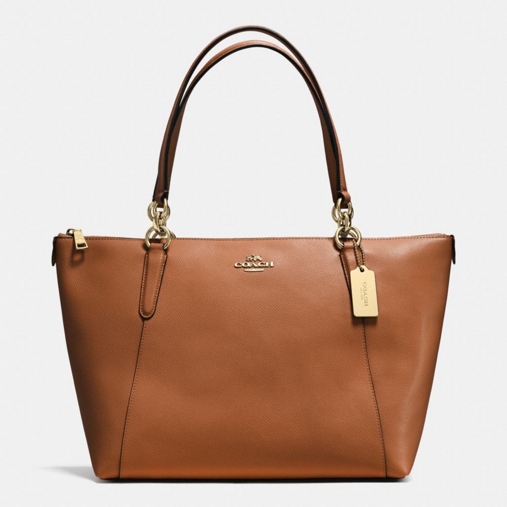 AVA TOTE IN CROSSGRAIN LEATHER - IMITATION GOLD/SADDLE - COACH F35808