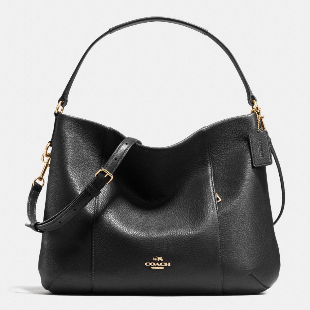 EAST/WEST ISABELLE SHOULDER BAG IN PEBBLE LEATHER - f35809 - LIGHT GOLD/BLACK