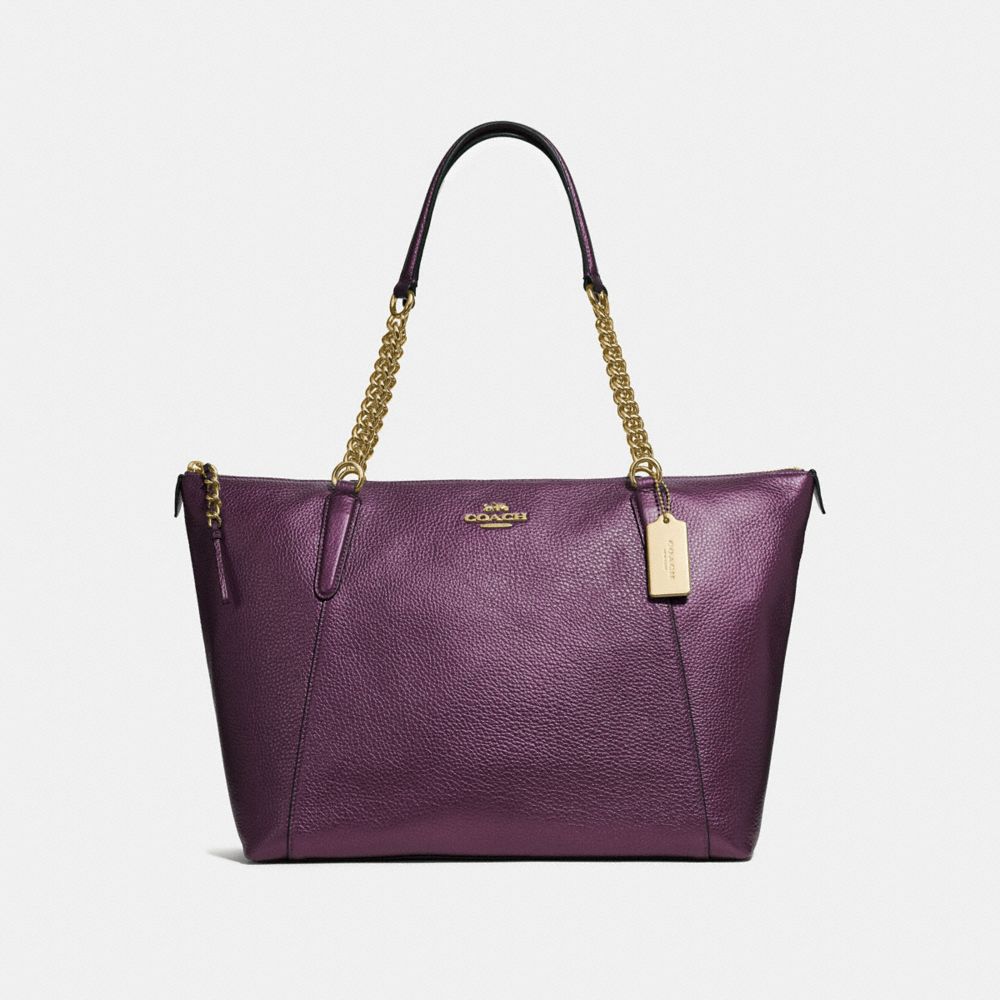 AVA CHAIN TOTE - F35868 - METALLIC RASPBERRY/LIGHT GOLD