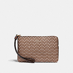 CORNER ZIP WRISTLET WITH LEGACY PRINT - NEUTRAL/LIGHT GOLD - COACH F35869