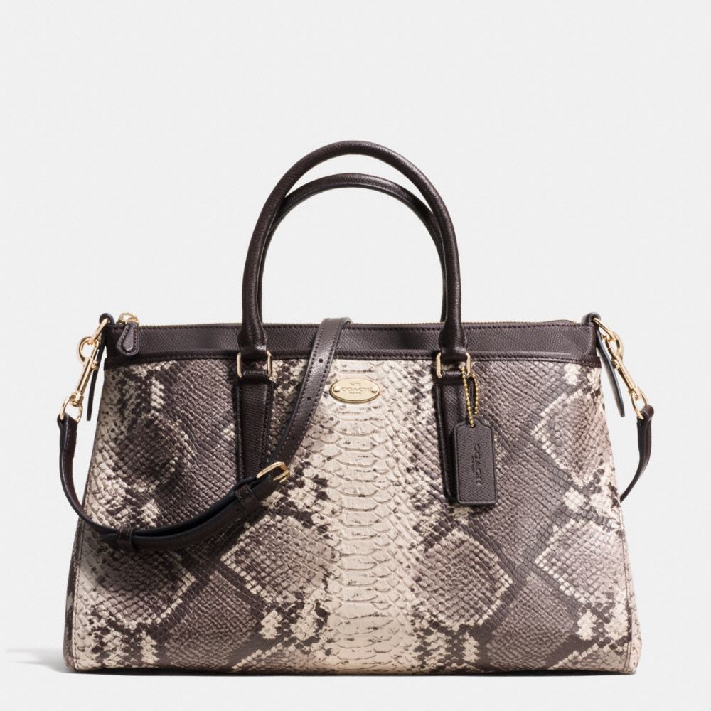 MORGAN SATCHEL IN PYTHON EMBOSSED LEATHER - f35881 - LIGHT GOLD/GREY MULTI