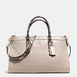 MORGAN SATCHEL IN EXOTIC TRIM LEATHER - f35887 - IMITATION GOLD/GREY BIRCH/CHALK