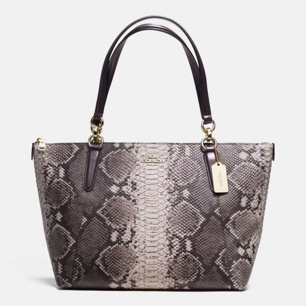 COACH F35888 AVA TOTE IN PYTHON EMBOSSED LEATHER LIGHT-GOLD/GREY-MULTI