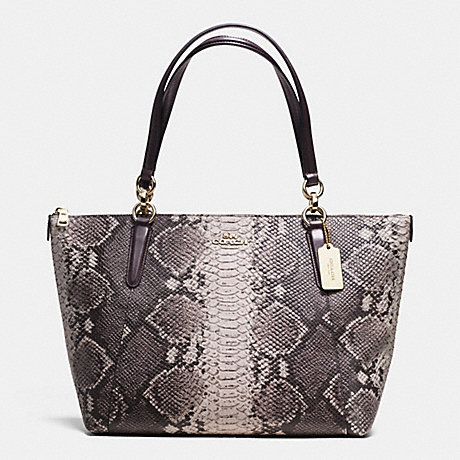 COACH f35888 AVA TOTE IN PYTHON EMBOSSED LEATHER LIGHT GOLD/GREY MULTI