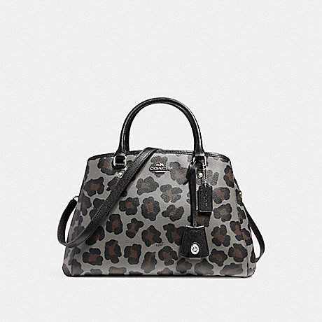 COACH f35897 SMALL MARGOT CARRYALL IN OCELOT PRINT COATED CANVAS SILVER/GREY MULTI