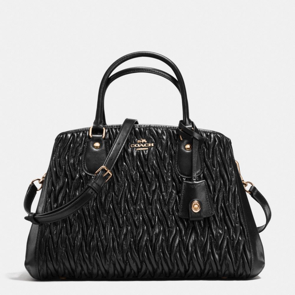COACH F35910 - SMALL MARGOT CARRYALL IN TWISTED GATHERED LEATHER IMITATION GOLD/BLACK F37336