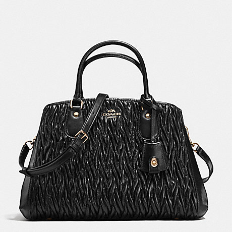 COACH f35910 SMALL MARGOT CARRYALL IN TWISTED GATHERED LEATHER IMITATION GOLD/BLACK F37336