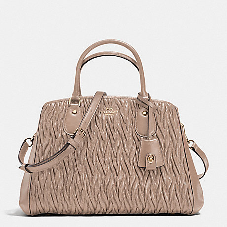 COACH SMALL MARGOT CARRYALL IN TWISTED GATHERED LEATHER - LIGHT GOLD/STONE - f35910