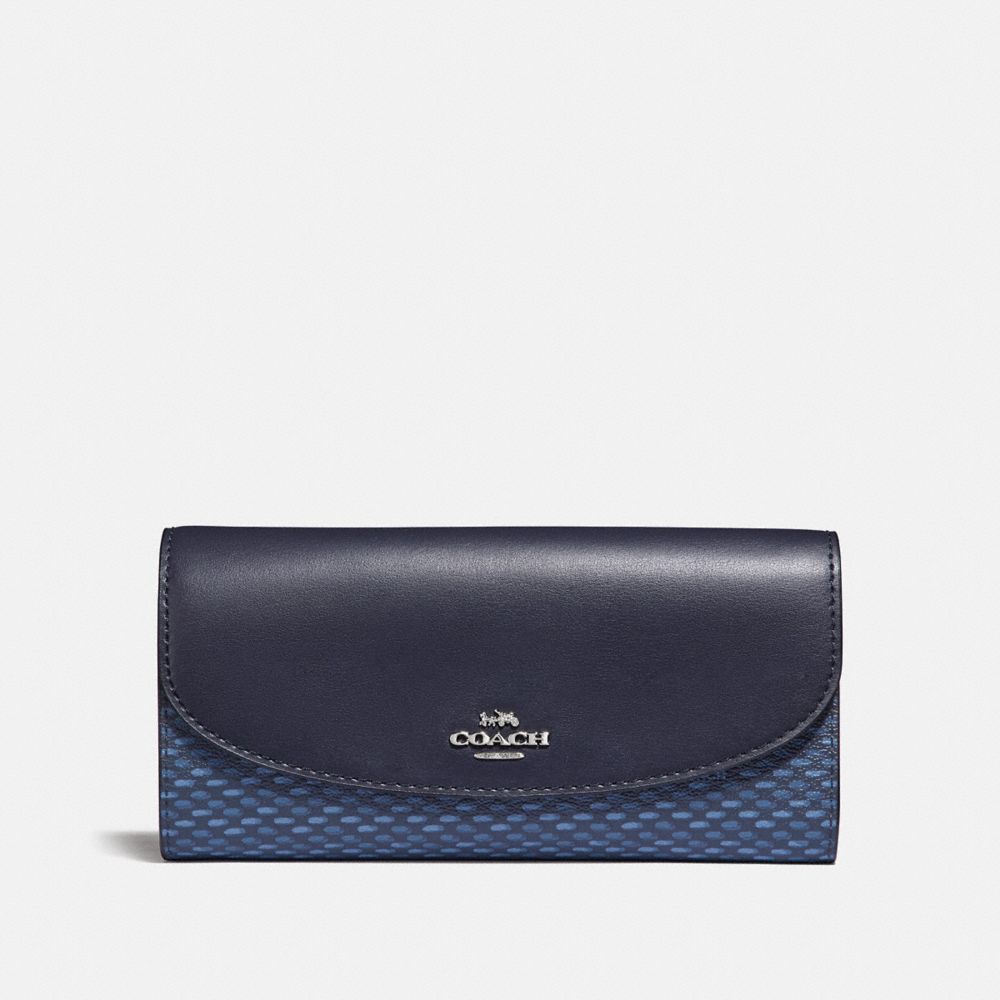 COACH F35924 Slim Envelope Wallet With Legacy Print SILVER/NAVY