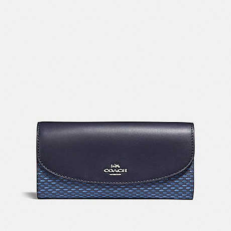 COACH SLIM ENVELOPE WALLET WITH LEGACY PRINT - SILVER/NAVY - f35924