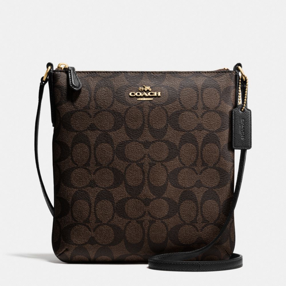 COACH F35940 NORTH/SOUTH CROSSBODY IN SIGNATURE LIGHT-GOLD/BROWN/BLACK