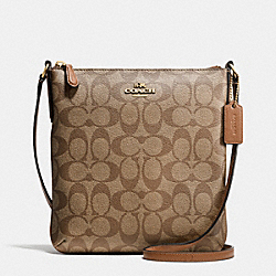 COACH F35940 - NORTH/SOUTH CROSSBODY IN SIGNATURE LIGHT GOLD/KHAKI/SADDLE