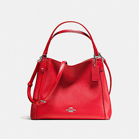 COACH EDIE SHOULDER BAG 28 IN PEBBLE LEATHER - SILVER/TRUE RED - f35983