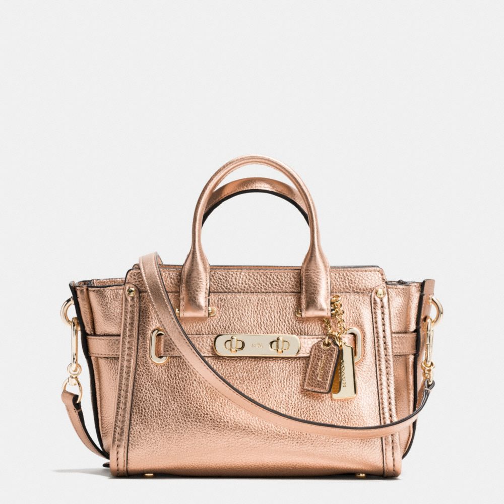 COACH SWAGGER 20 IN METALLIC PEBBLE LEATHER - LIGHT GOLD/ROSE GOLD - COACH F35990