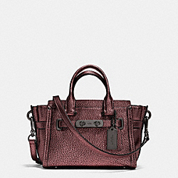 COACH COACH SWAGGER 20 IN METALLIC PEBBLE LEATHER - BLACK ANTIQUE NICKEL/METALLIC CHERRY - F35990