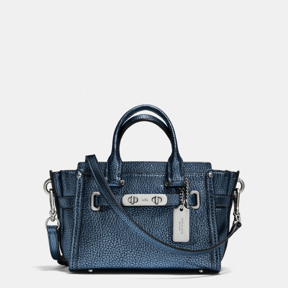 COACH SWAGGER 20 IN METALLIC PEBBLE LEATHER - f35990 - SILVER/METALLIC BLUE