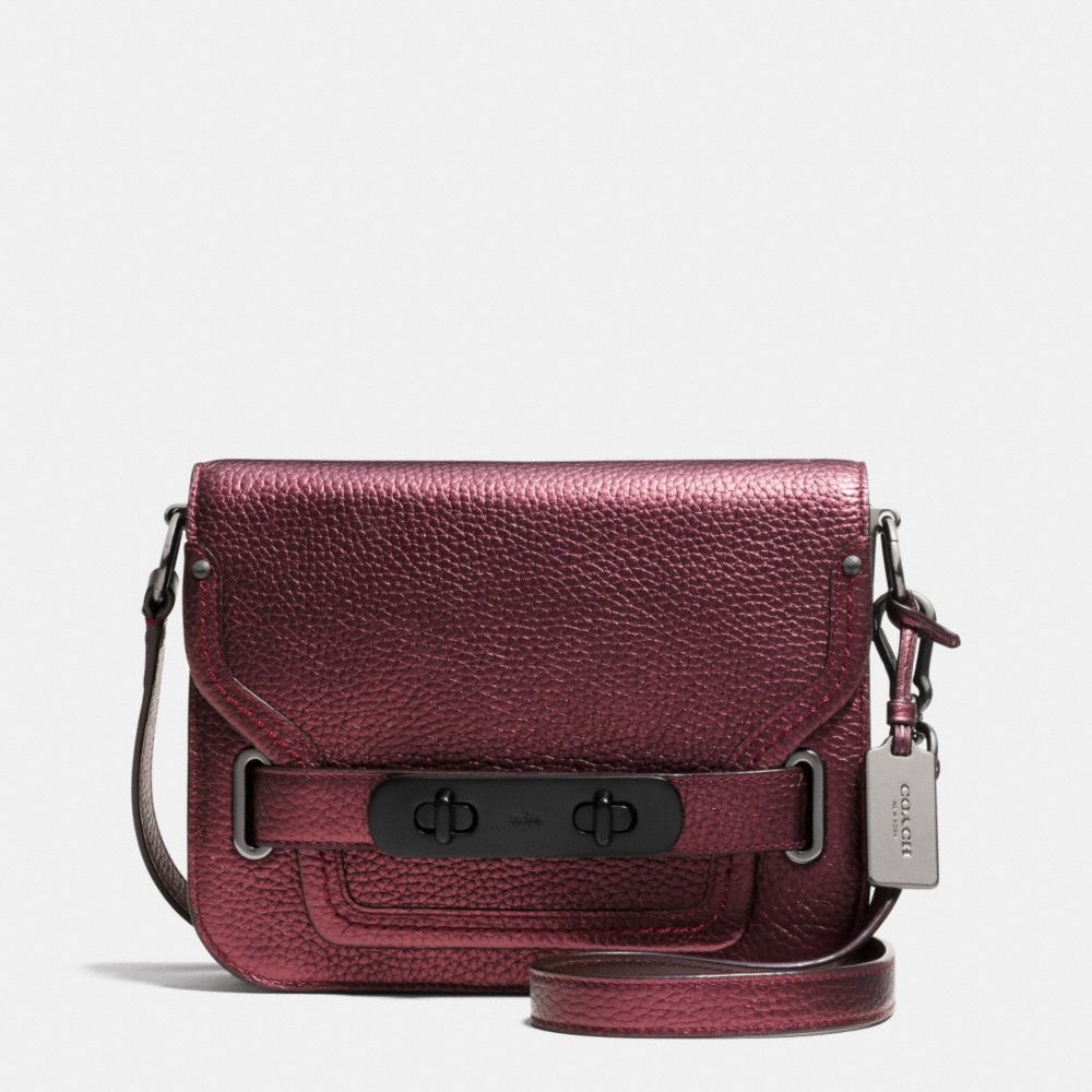 COACH F35995 Coach Swagger Small Shoulder Bag In Metallic Pebble Leather BLACK ANTIQUE NICKEL/METALLIC CHERRY
