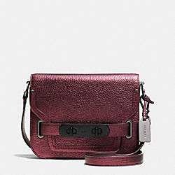 COACH F35995 - COACH SWAGGER SMALL SHOULDER BAG IN METALLIC PEBBLE LEATHER BLACK ANTIQUE NICKEL/METALLIC CHERRY