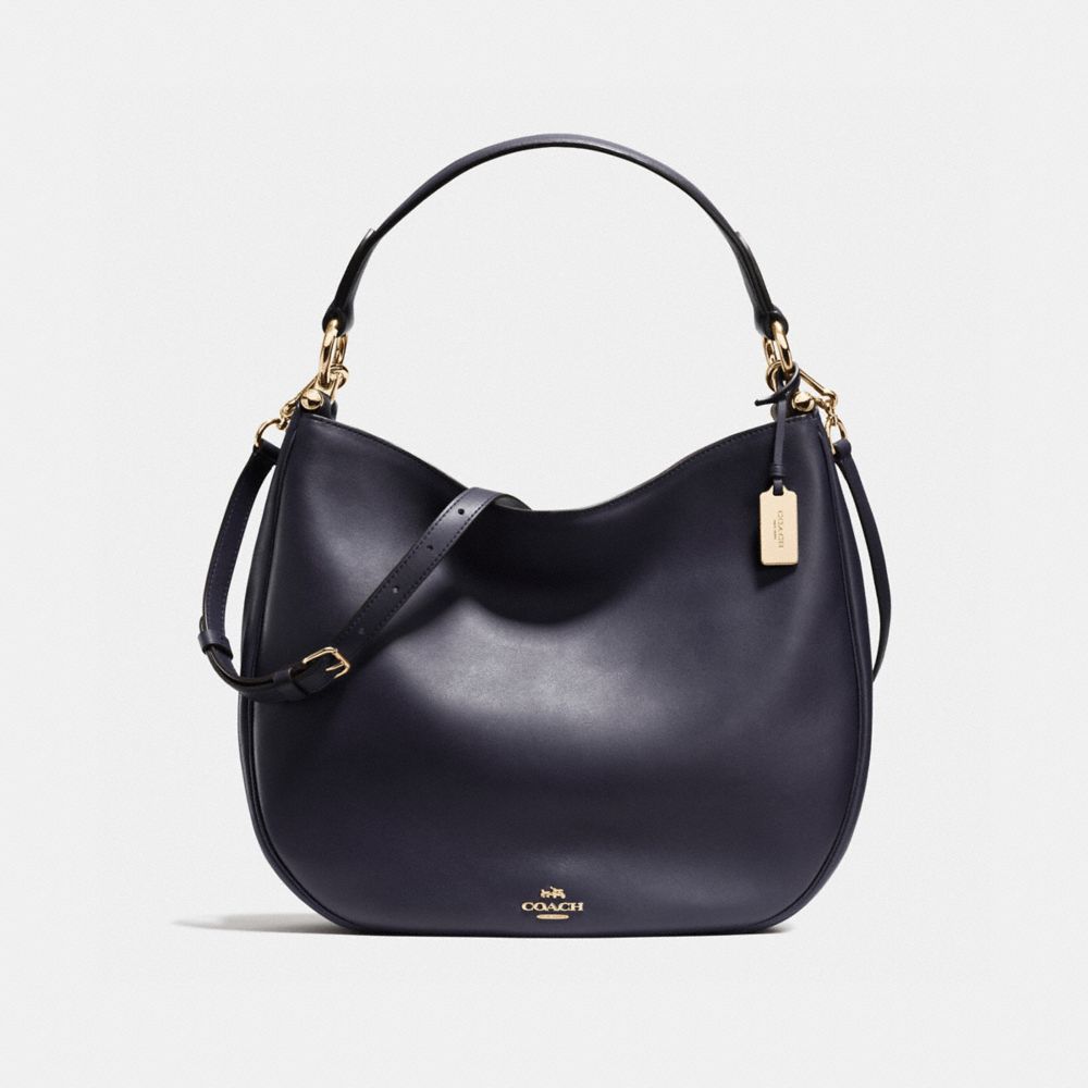 COACH NOMAD HOBO IN GLOVETANNED LEATHER - COACH F36026 - LIGHT GOLD/NAVY