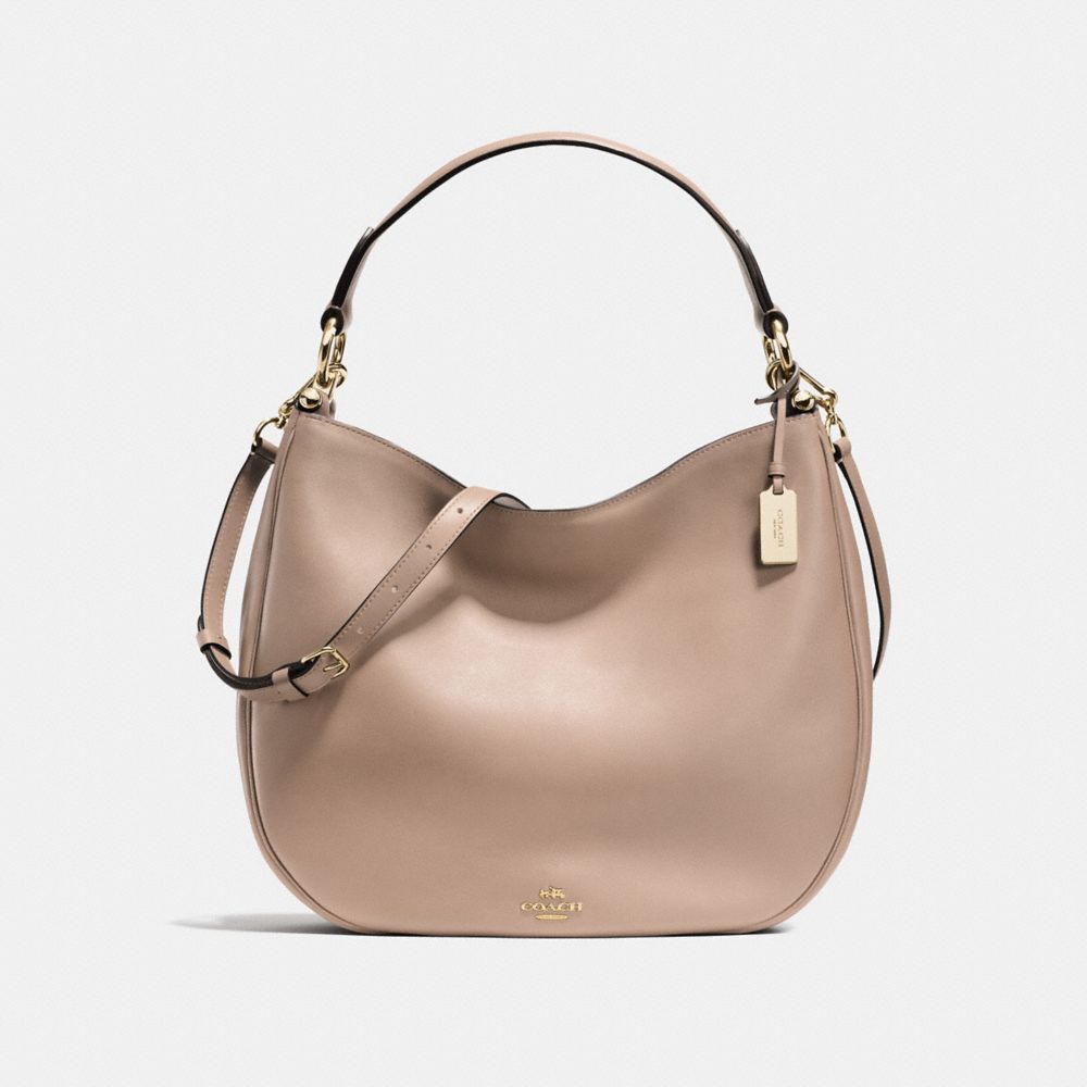 COACH NOMAD HOBO IN GLOVETANNED LEATHER - LIGHT GOLD/STONE - COACH F36026