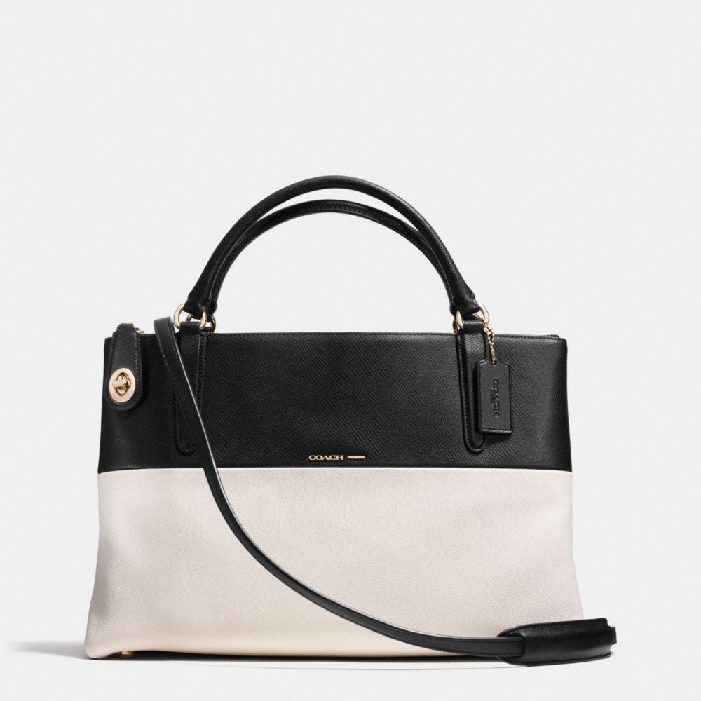 BOROUGH BAG IN COLORBLOCK CROSSGRAIN LEATHER - f36030 - LIGHT GOLD/CHALK/BLACK