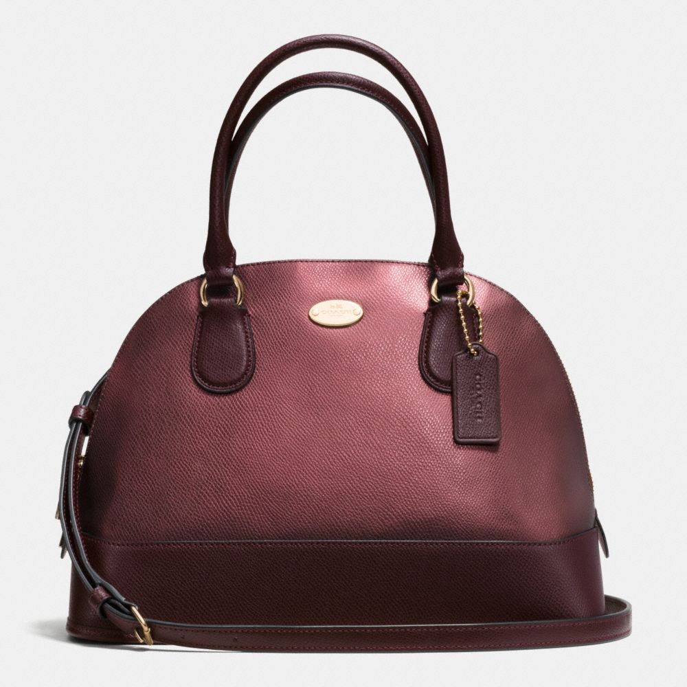 CORA DOMED SATCHEL IN BICOLOR METALLIC CROSSGRAIN LEATHER - f36057 - IME8I